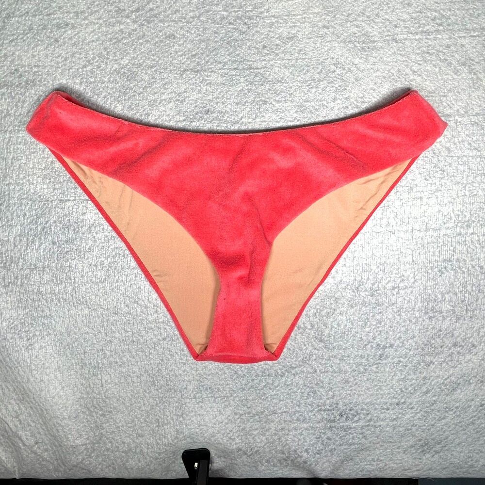 J.Crew Curved-waist‎ cheeky bikini bottom in terry Size XL NEW BK550 COR